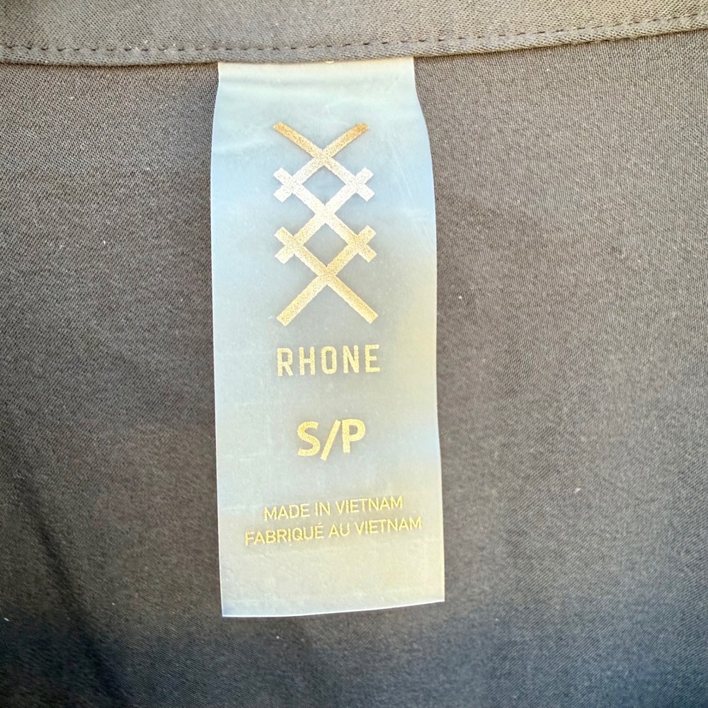 Rhone Women's Party Blouse Black Performance Stretch Satin Notch Collar S NEW - Picture 3 of 6
